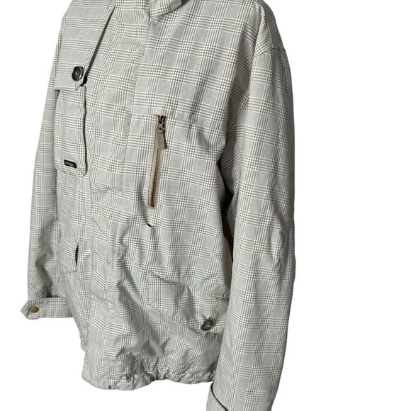 Burton Esquire Ski Jacket Plaid Beige Women’s M Hooded Snowboard Winter Coat - Picture 3 of 12